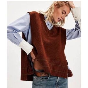 NEW FREE PEOPLE All Star Stripe Poncho Chocolate Onesize